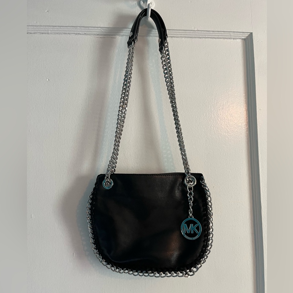Michael Kors Black Chain-Trim Shoulder Bag